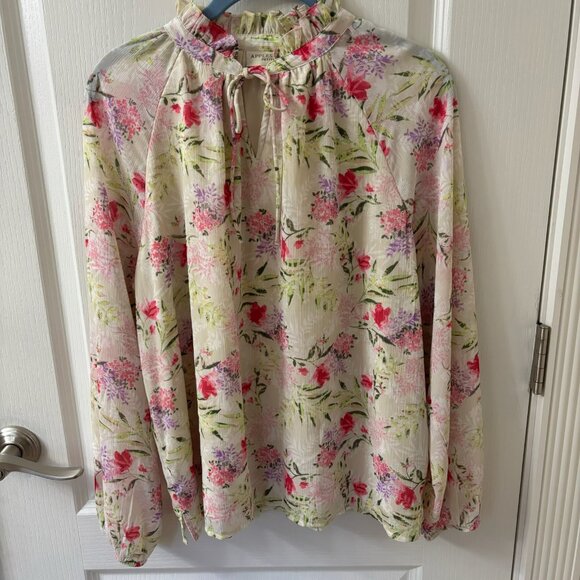 Floral Print Pop-over Blouse, PL - Picture 1 of 4